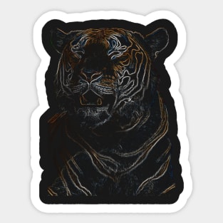 tiger, black shirt, colored tiger Sticker